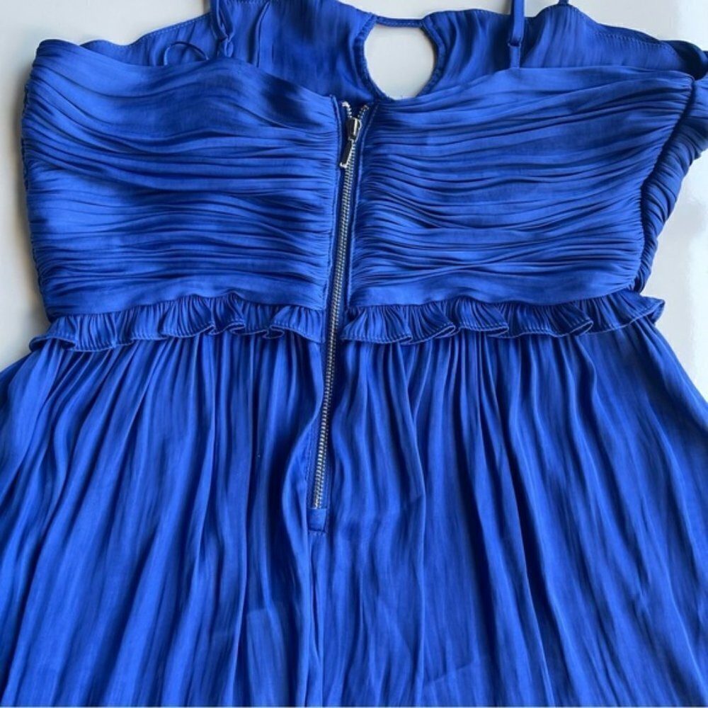 NEW House of Harlow 1960 Royal Blue Satin Ruched Cocktail Mini Dress US S - Picture 8 of 10